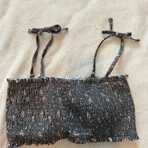 Rylee + Cru Gray Smocked Top